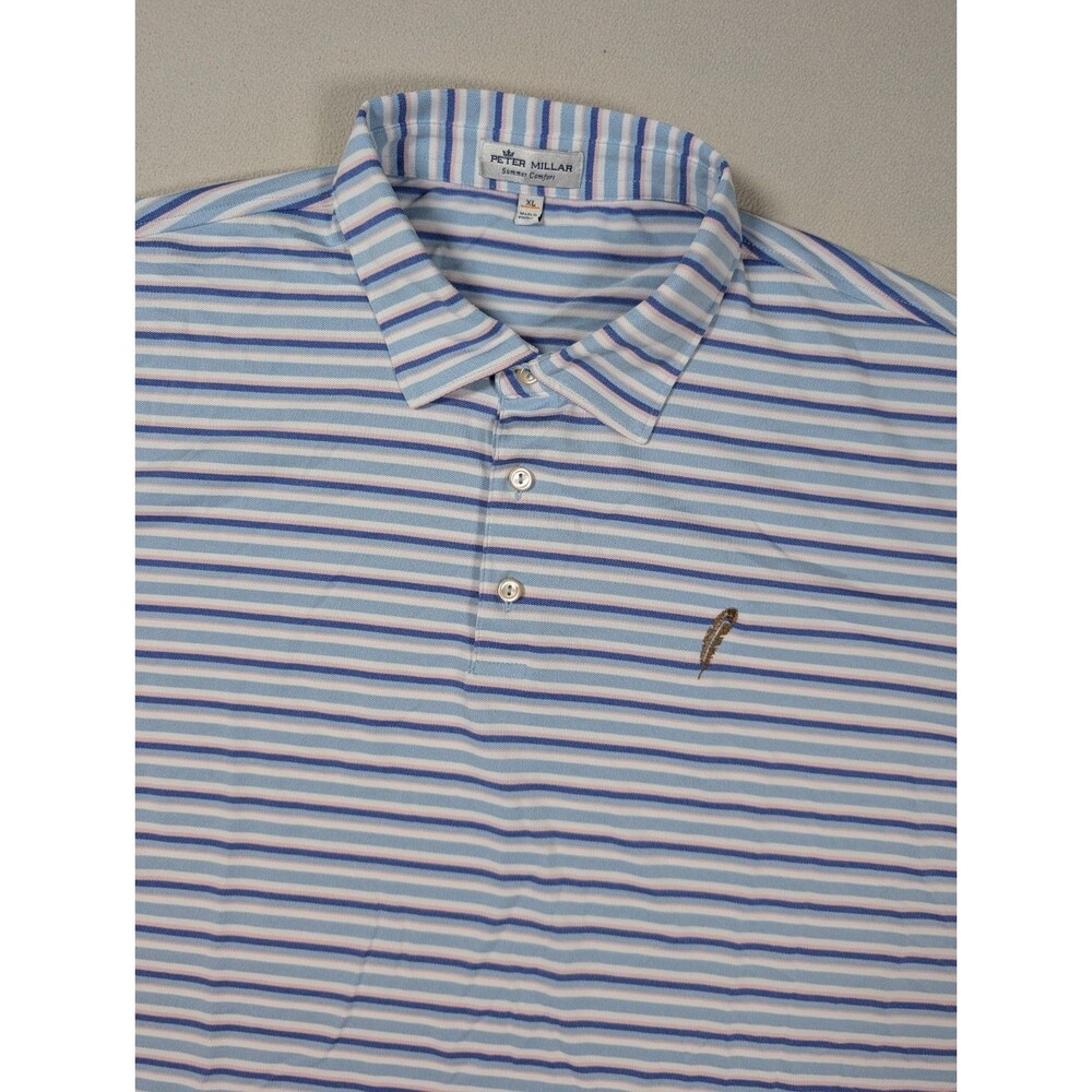 Peter Millar Summer Comfort Chechessee Creek Club Striped Polo Shirt Men's XL